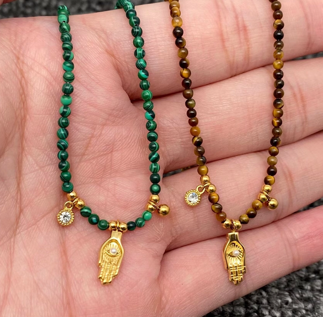 Gemstone Hamsa Bracelet