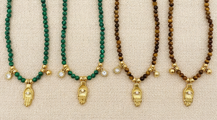 Gemstone Hamsa Bracelet