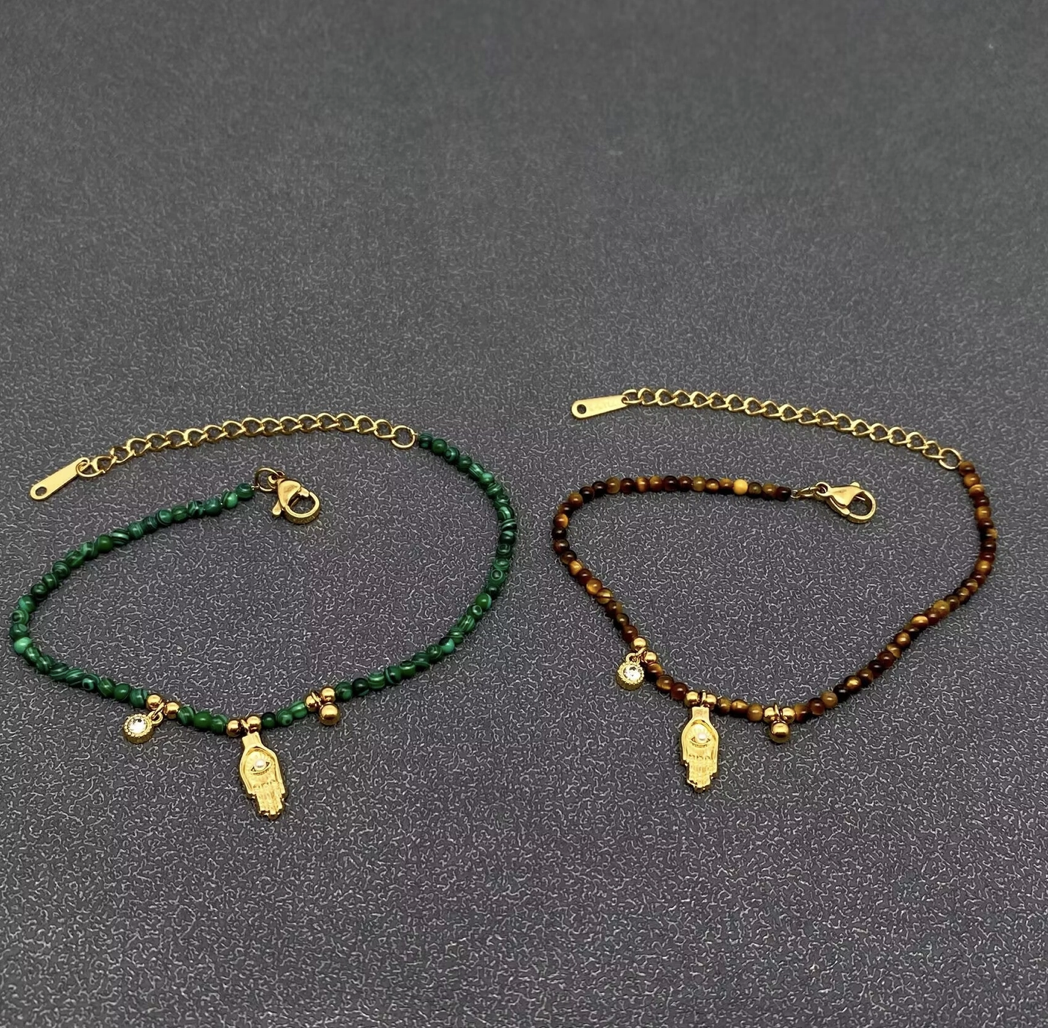 Gemstone Hamsa Bracelet