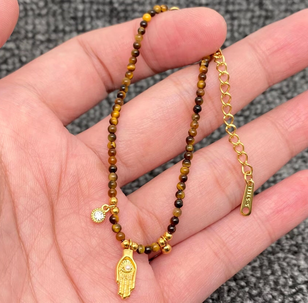 Gemstone Hamsa Bracelet