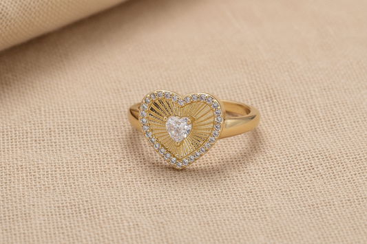 Sunburst Heart Ring