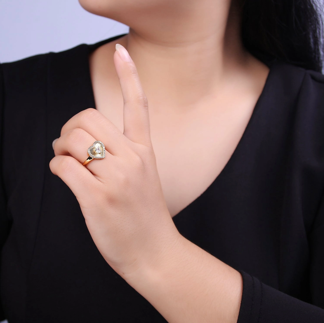 Sunburst Heart Ring