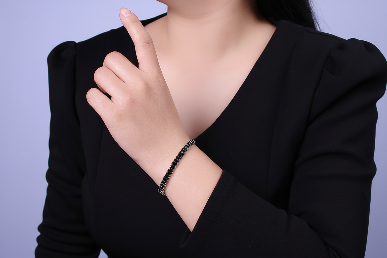 Black Baguette Tennis Bracelet