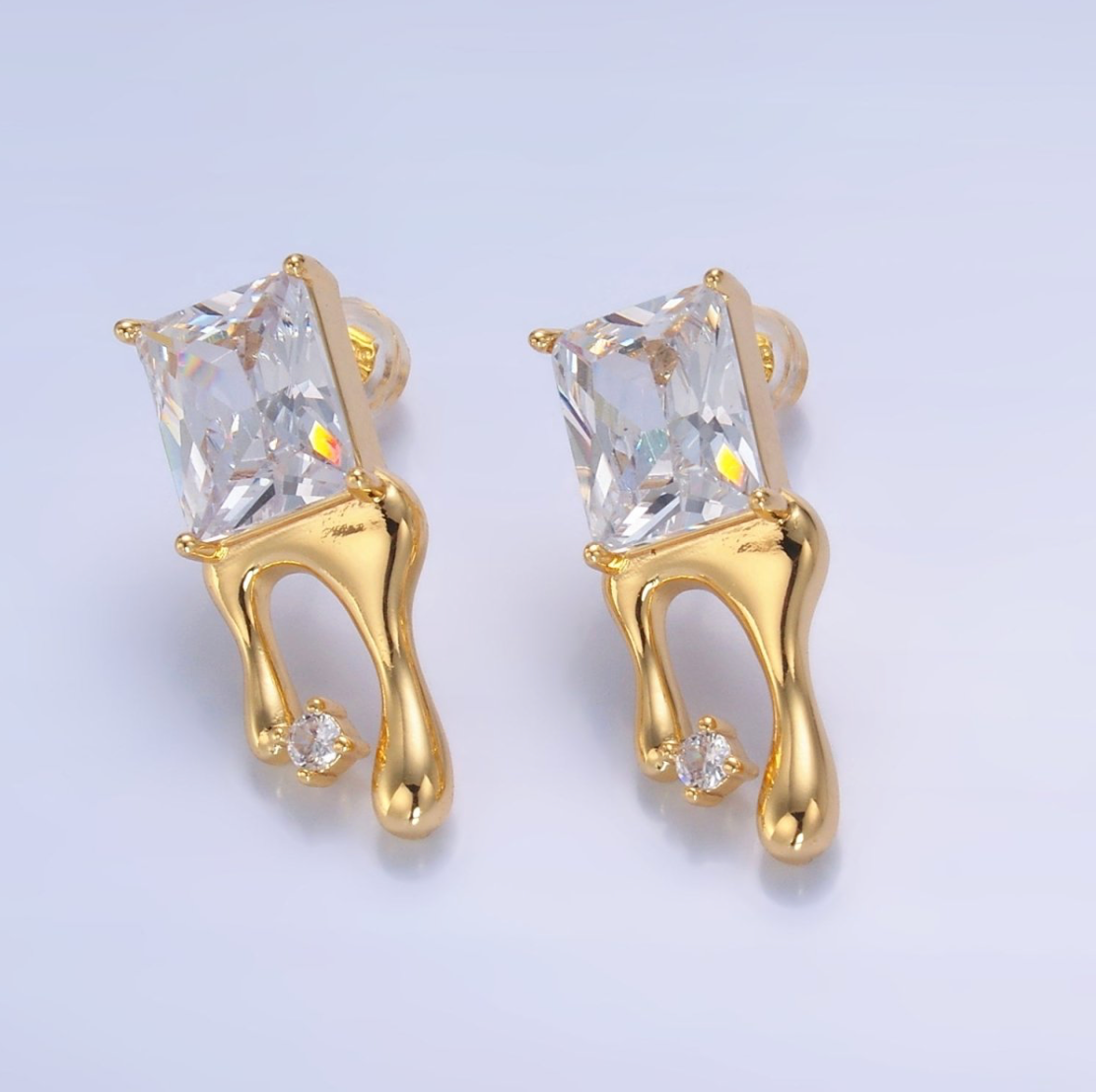 Dripping Gold Stud Earrings