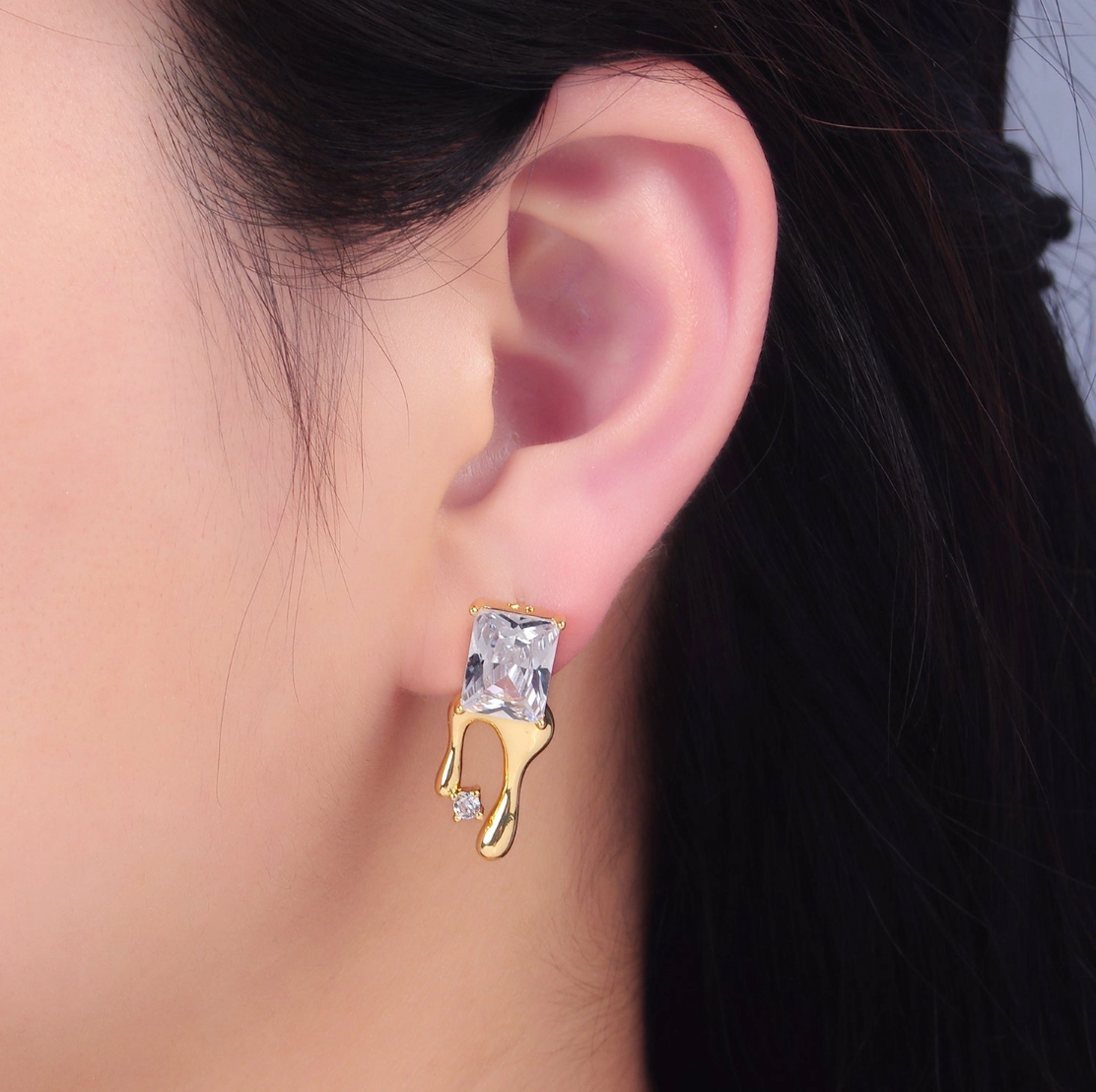 Dripping Gold Stud Earrings