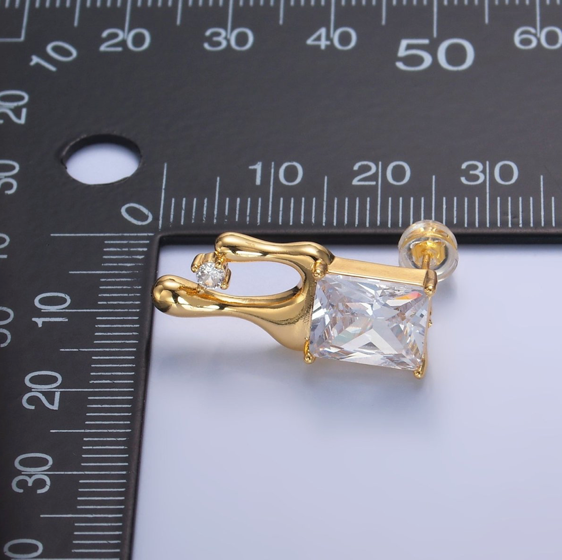 Dripping Gold Stud Earrings