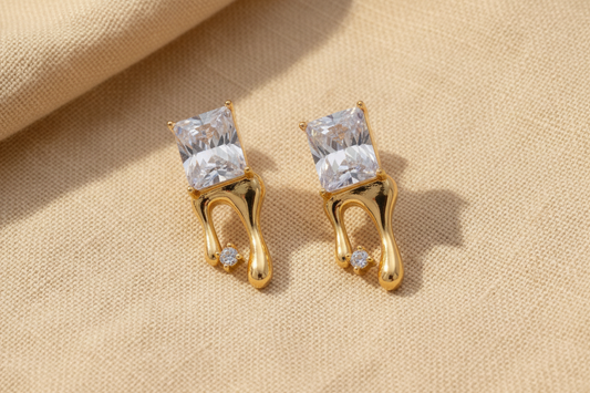 Dripping Gold Stud Earrings