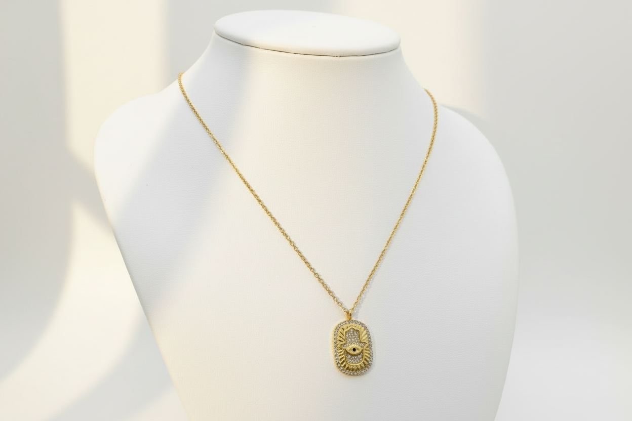Pave Hamsa Necklace