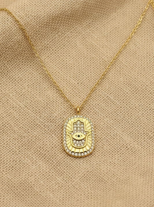Pave Hamsa Necklace