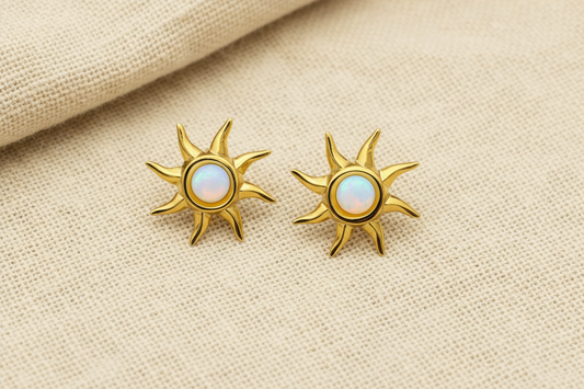 Opal Sun Stud Earring