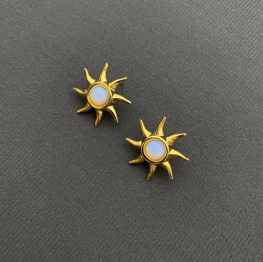 Opal Sun Stud Earring