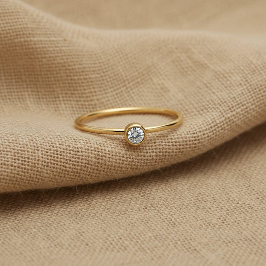 April Herkimer Diamond Birthstone Ring