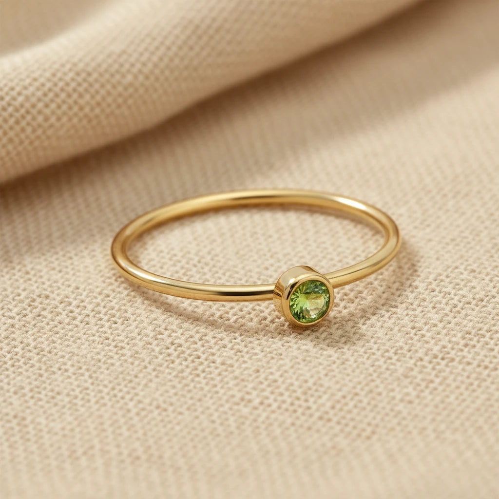 August Peridot Birthstone Ring