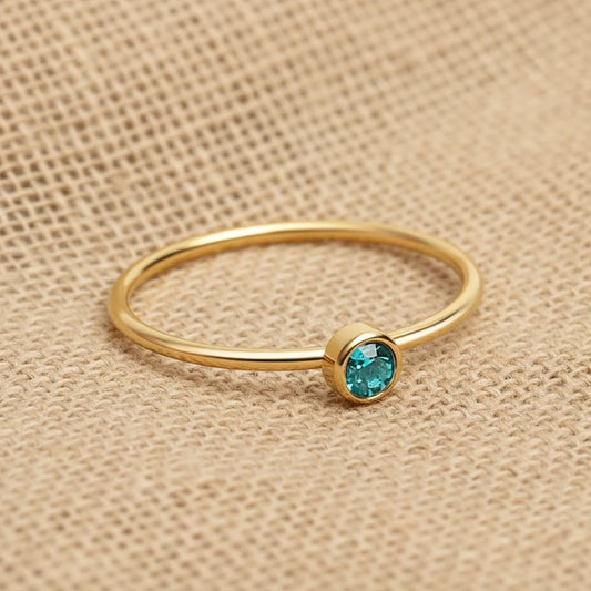 December Blue Zircon Birthstone Ring
