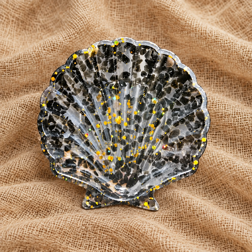 Black Obsidian Seashell Bowl