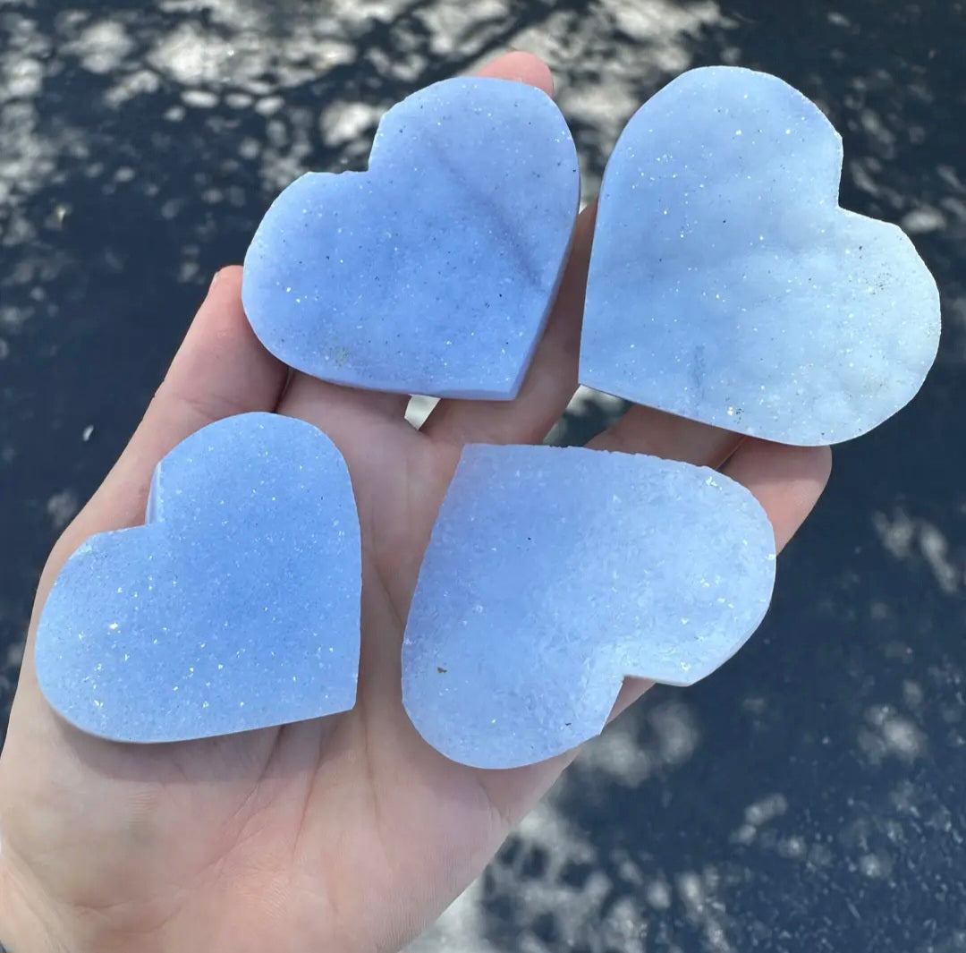 Druzy Blue Chalcedony Heart