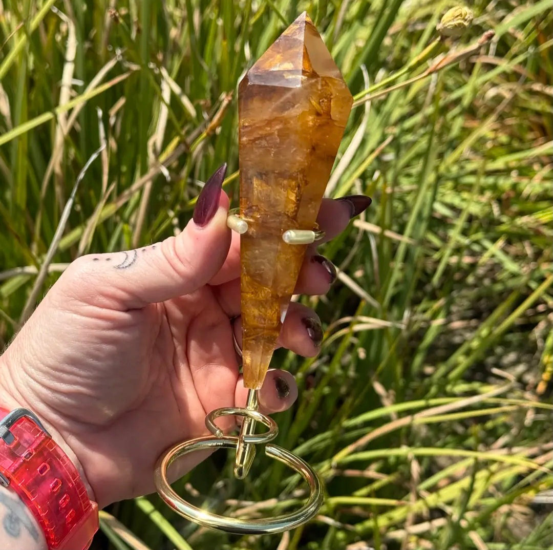 Golden Healer Wand with Gold Stand
