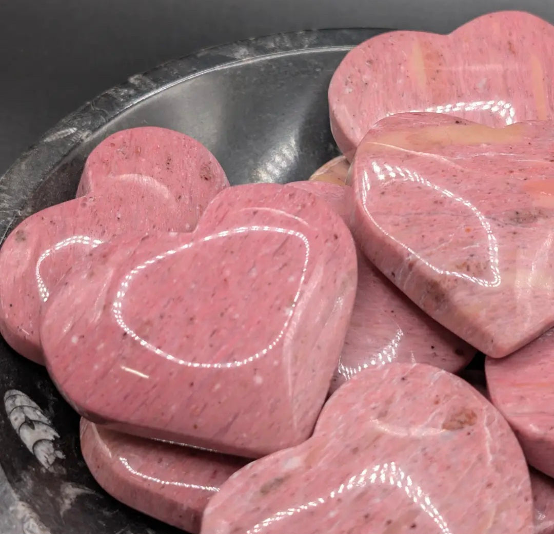 Petrified Pink Wood Heart Carving