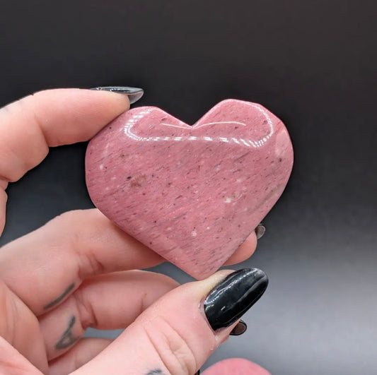 Petrified Pink Wood Heart Carving