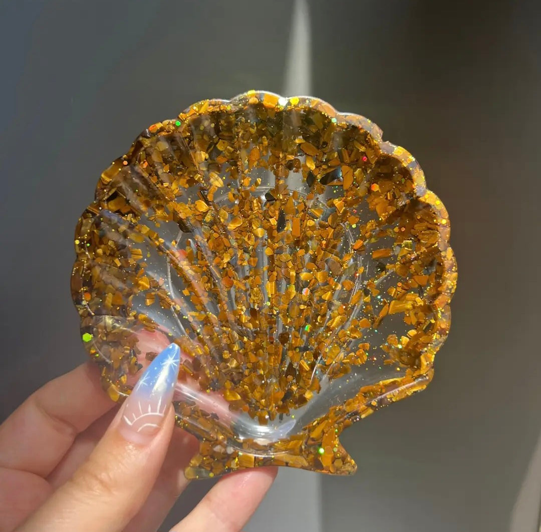 Tigers Eye Seashell Bowl
