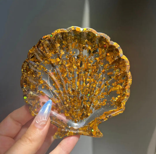 Tigers Eye Seashell Bowl