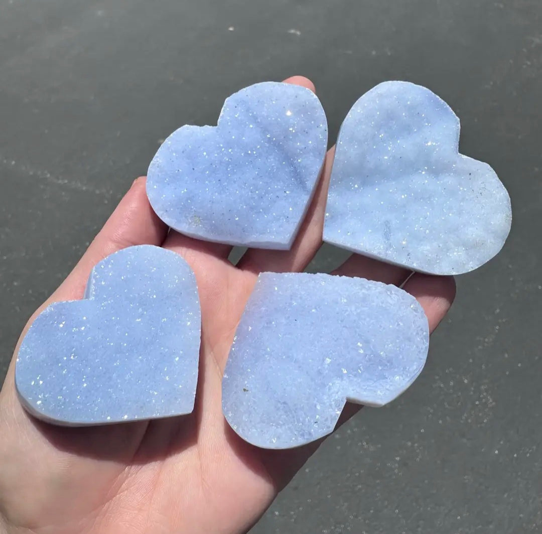 Druzy Blue Chalcedony Heart