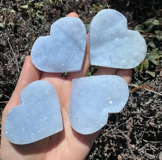 Druzy Blue Chalcedony Heart
