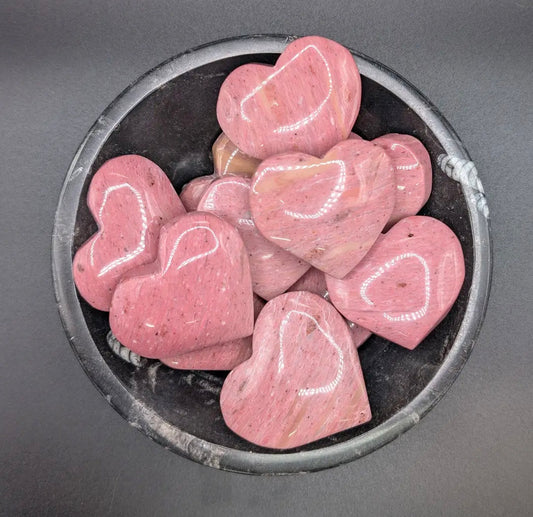 Petrified Pink Wood Heart Carving