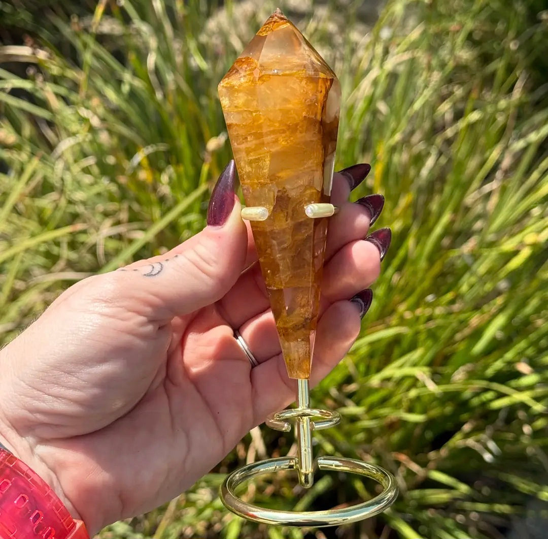 Golden Healer Wand with Gold Stand
